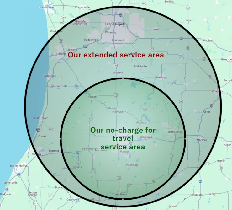 Mobile service area map